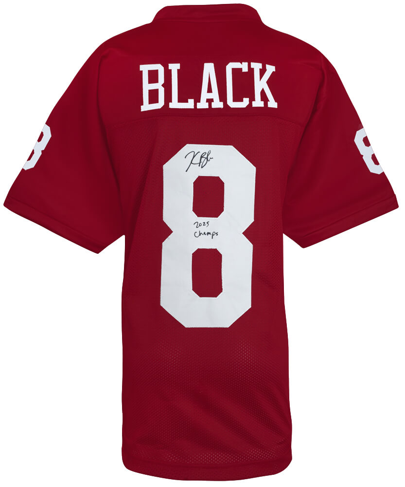 Kaelon Black Signed Red Custom College Football Jersey w/2025 Champs - BLAJRY321 - Kaelon Black Signed Red Custom College Football Jersey w/2025 Champs product image