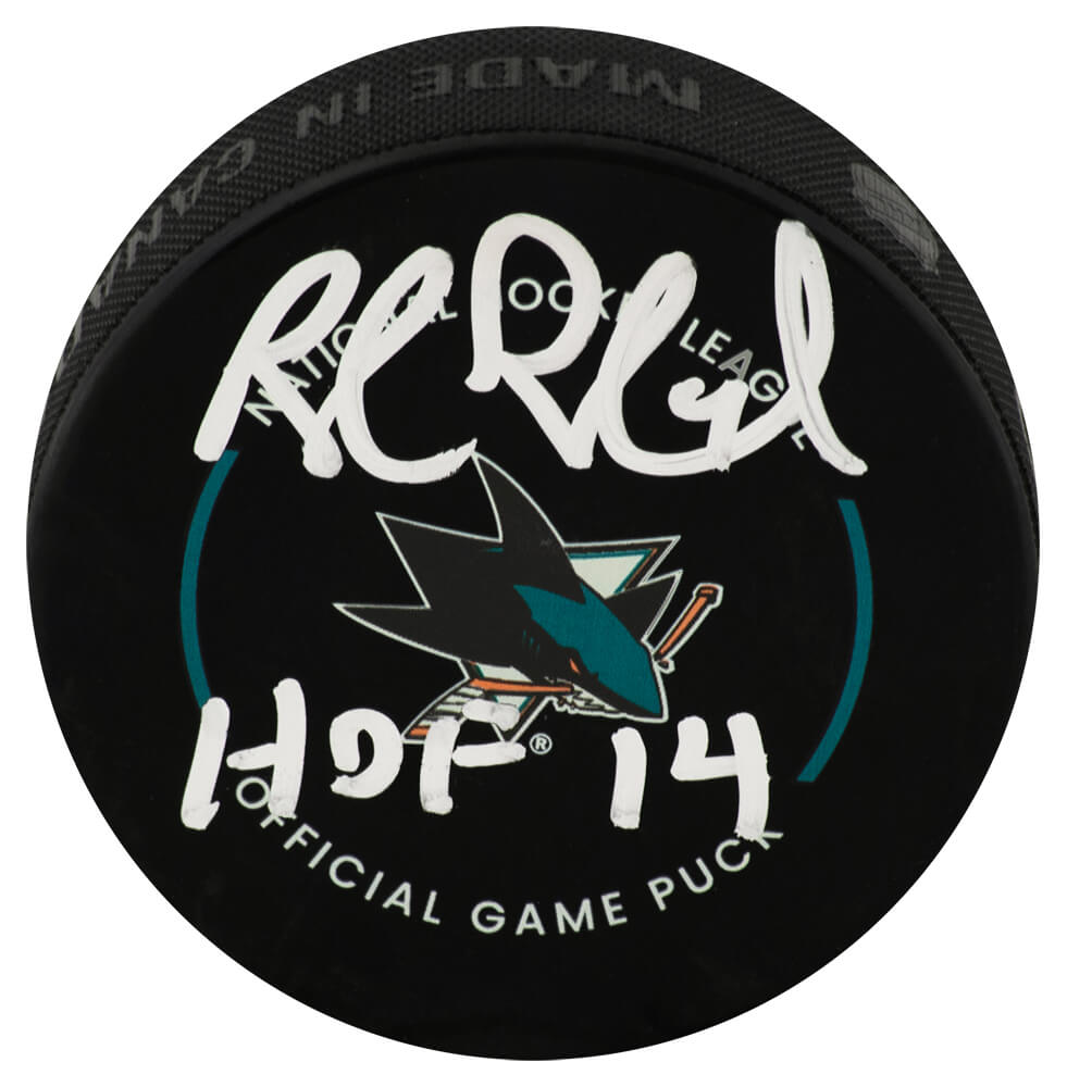 Rob Blake Signed San Jose Sharks Logo Official Hockey Puck w/HOF'14 - BLAPUC405 - Rob Blake Signed San Jose Sharks Logo Official Hockey Puck w/HOF'14 product image