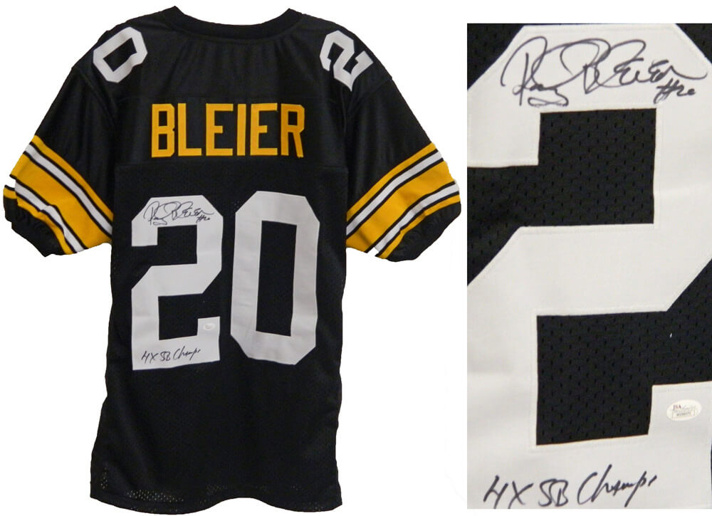 Rocky Bleier Signed Black Custom Throwback Jersey w/4x SB Champs - BLEJRY300 - Rocky Bleier Signed Black Custom Throwback Jersey w/4x SB Champs product image