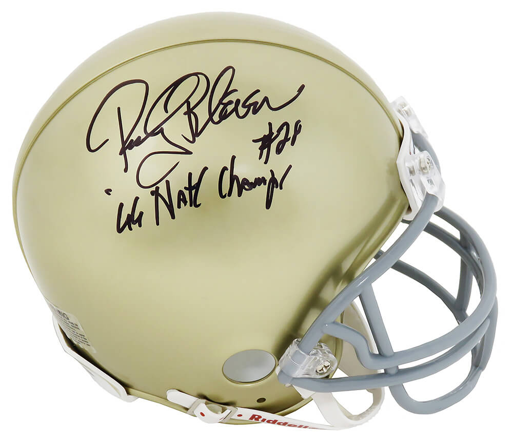 Rocky Bleier Signed Notre Dame Riddell Mini Helmet w/66 Natl Champs - BLEMIN303 - Rocky Bleier Signed Notre Dame Riddell Mini Helmet w/66 Natl Champs product image