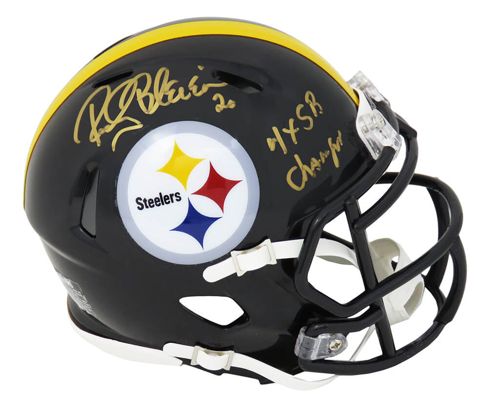 Rocky Bleier Signed Pittsburgh Steelers Riddell Speed Mini Helmet w/4x SB Champs - BLEMIN306 - Rocky Bleier Signed Pittsburgh Steelers Riddell Speed Mini Helmet w/4x SB Champs product image