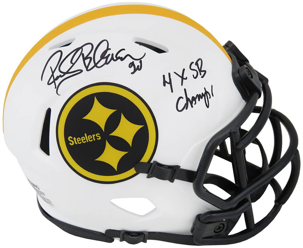 Rocky Bleier Signed Pittsburgh Steelers Lunar Eclipse White Matte Riddell Speed Mini Helmet w/4x SB Champs - BLEMIN310 - Rocky Bleier Signed Pittsburgh Steelers Lunar Eclipse White Matte Riddell Speed Mini Helmet w/4x SB Champs product image