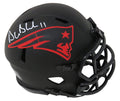 Drew Bledsoe Signed New England Patriots Eclipse Black Matte Riddell Speed Mini Helmet - BLEMIN321 - Drew Bledsoe Signed New England Patriots Eclipse Black Matte Riddell Speed Mini Helmet product image