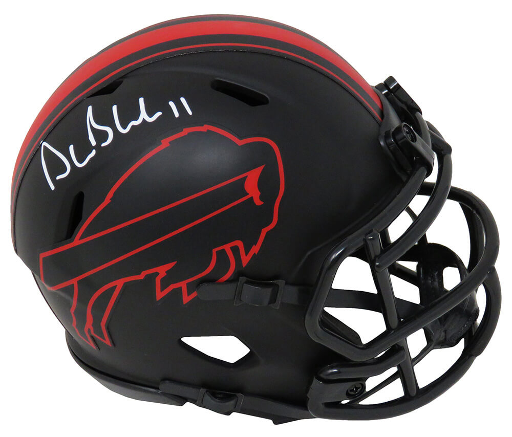 Drew Bledsoe Signed Buffalo Bills Eclipse Black Matte Riddell Speed Mini Helmet - BLEMIN322 - Drew Bledsoe Signed Buffalo Bills Eclipse Black Matte Riddell Speed Mini Helmet product image