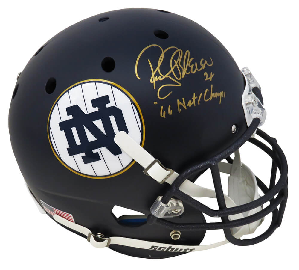 Rocky Bleier Signed Notre Dame Navy Matte Schutt Full Size Replica Helmet w/66 Natl Champs - BLEREP304 - Rocky Bleier Signed Notre Dame Navy Matte Schutt Full Size Replica Helmet w/66 Natl Champs product image