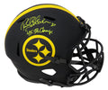Rocky Bleier Signed Pittsburgh Steelers Eclipse Black Matte Riddell Full Size Speed Replica Helmet w/4x SB Champs - BLEREP305 - Rocky Bleier Signed Pittsburgh Steelers Eclipse Black Matte Riddell Full Size Speed Replica Helmet w/4x SB Champs product image