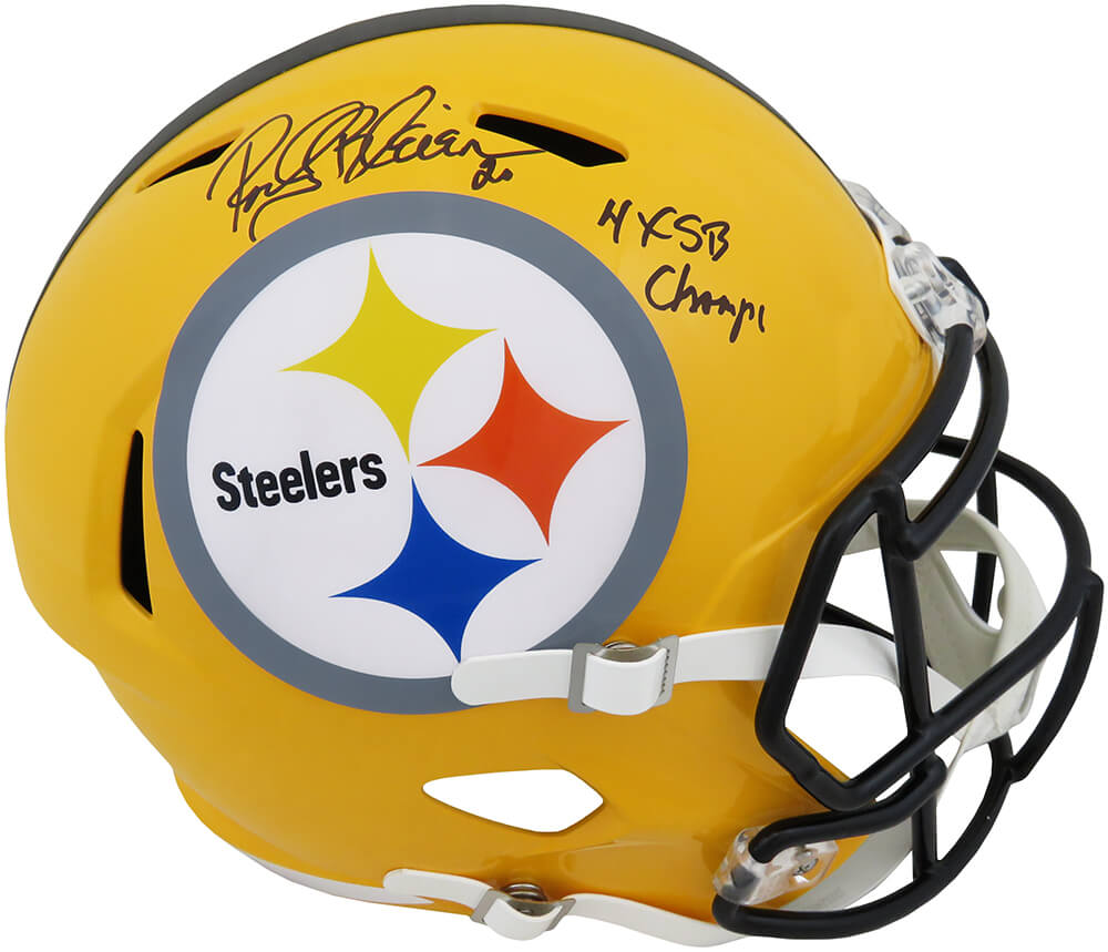 Rocky Bleier Signed Pittsburgh Steelers Throwback Gold Riddell Full Size Speed Replica Helmet w/4x SB Champs - BLEREP308 - Rocky Bleier Signed Pittsburgh Steelers Throwback Gold Riddell Full Size Speed Replica Helmet w/4x SB Champs product image