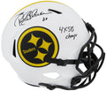 Rocky Bleier Signed Pittsburgh Steelers Lunar Eclipse White Matte Riddell Full Size Speed Replica Helmet w/4x SB Champs - BLEREP309 - Rocky Bleier Signed Pittsburgh Steelers Lunar Eclipse White Matte Riddell Full Size Speed Replica Helmet w/4x SB Champs product image