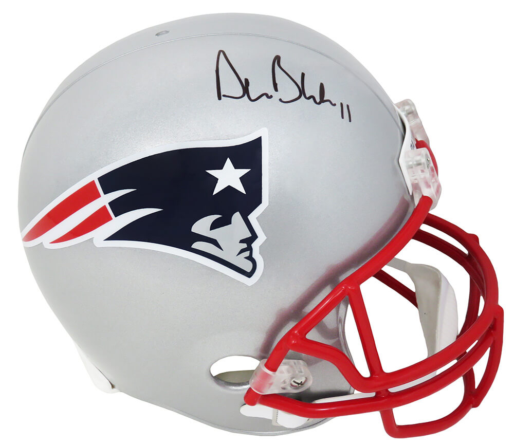 Drew Bledsoe Signed New England Patriots Riddell Full Size Replica Helmet - BLEREP320 - Drew Bledsoe Signed New England Patriots Riddell Full Size Replica Helmet product image