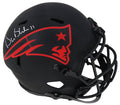 Drew Bledsoe Signed New England Patriots Eclipse Black Matte Riddell Full Size Speed Replica Helmet - BLEREP324 - Drew Bledsoe Signed New England Patriots Eclipse Black Matte Riddell Full Size Speed Replica Helmet product image