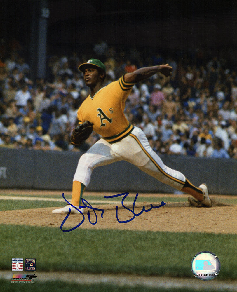 Vida Blue Signed Oakland A's Yellow Jersey Pitching 8x10 Photo - BLU08P113TW - Vida Blue Signed Oakland A's Yellow Jersey Pitching 8x10 Photo product image