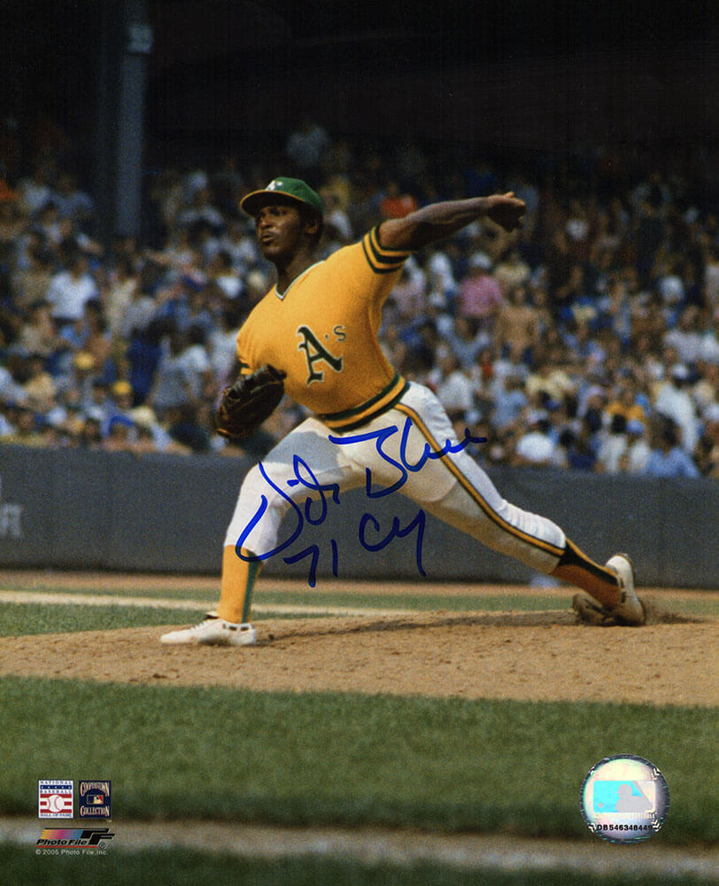 Vida Blue Signed Oakland A's Yellow Jersey Pitching 8x10 Photo w/71 CY - BLU08P114TW - Vida Blue Signed Oakland A's Yellow Jersey Pitching 8x10 Photo w/71 CY product image
