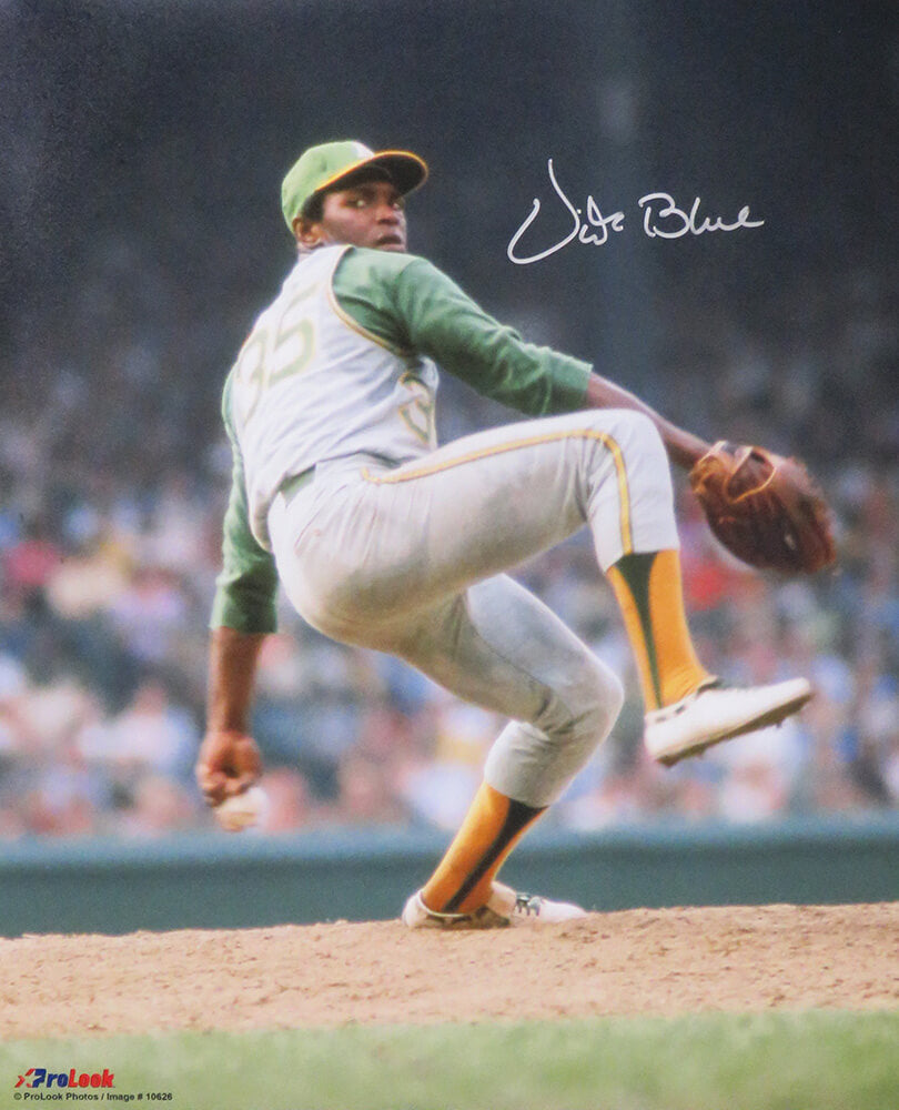 Vida Blue Signed Oakland A's Pitching Action 16x20 Photo - BLU16P110 - Vida Blue Signed Oakland A's Pitching Action 16x20 Photo product image
