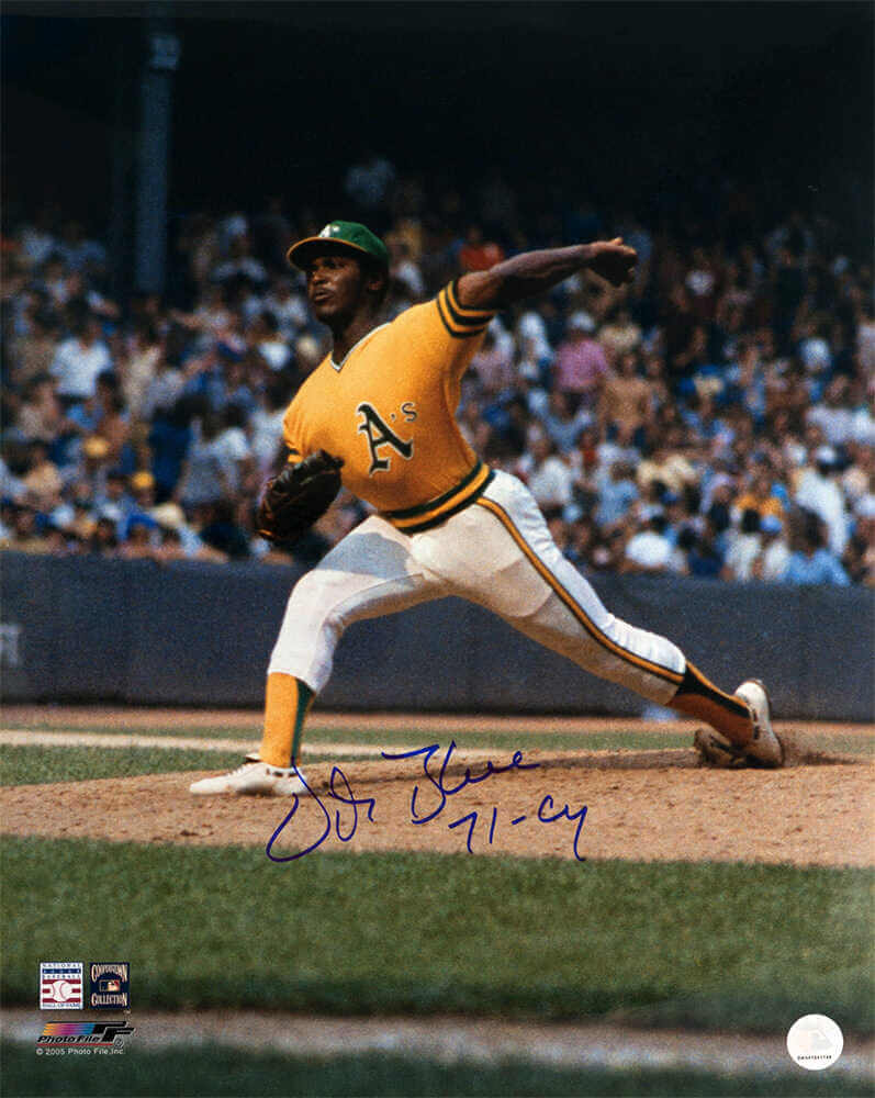 Vida Blue Signed Oakland A's Yellow Jersey Pitching Action 16x20 Photo w/71 CY - BLU16P111TW - Vida Blue Signed Oakland A's Yellow Jersey Pitching Action 16x20 Photo w/71 CY product image