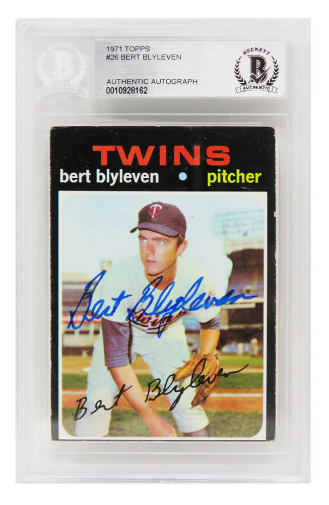Bert Blyleven Signed Minnesota Twins 1971 Topps Rookie Baseball Card #26 - (Beckett Encapsulated) - BLYCAR100 - Bert Blyleven Signed Minnesota Twins 1971 Topps Rookie Baseball Card #26 - (Beckett Encapsulated) product image
