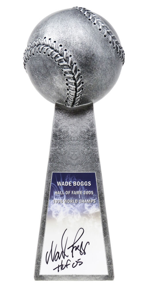 Wade Boggs Signed Baseball World Champion 14 Inch Replica Silver Trophy w/HOF'05 - BOGTRO100 - Wade Boggs Signed Baseball World Champion 14 Inch Replica Silver Trophy w/HOF'05 product image