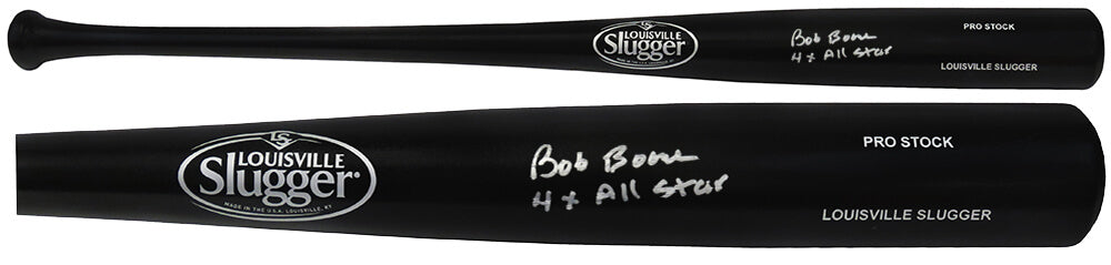 Bob Boone Signed Louisville Slugger Pro Stock Black Baseball Bat w/4x All Star - BOOBAT102 - Bob Boone Signed Louisville Slugger Pro Stock Black Baseball Bat w/4x All Star product image