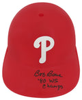 Bob Boone Signed Philadelphia Phillies Souvenir Replica Baseball Batting Helmet w/80 WS Champs - BOOBTH103 - Bob Boone Signed Philadelphia Phillies Souvenir Replica Baseball Batting Helmet w/80 WS Champs product image