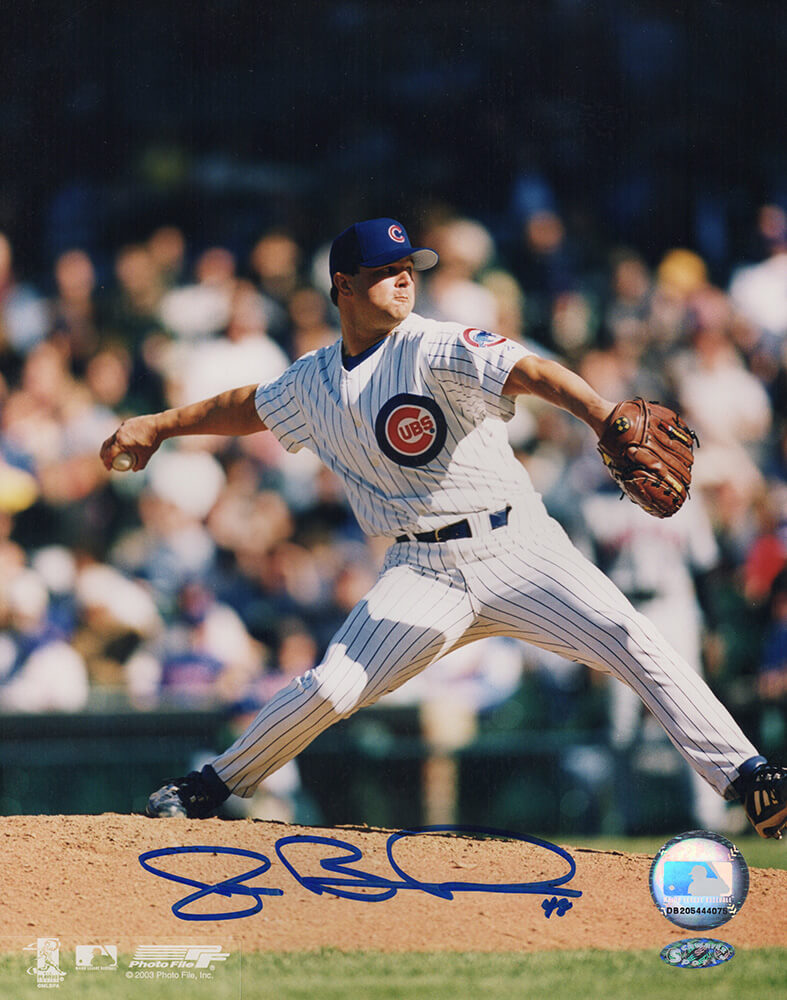 Joe Borowski Signed Chicago Cubs White Pinstripe Jersey Pitching 8x10 Photo - BOR08P113 - Joe Borowski Signed Chicago Cubs White Pinstripe Jersey Pitching 8x10 Photo product image