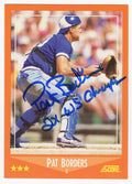 Pat Borders Signed Toronto Blue Jays 1988 Score Traded Baseball Rookie Card #99T w/2x WS Champs - BORCAR100 - Pat Borders Signed Toronto Blue Jays 1988 Score Traded Baseball Rookie Card #99T w/2x WS Champs product image