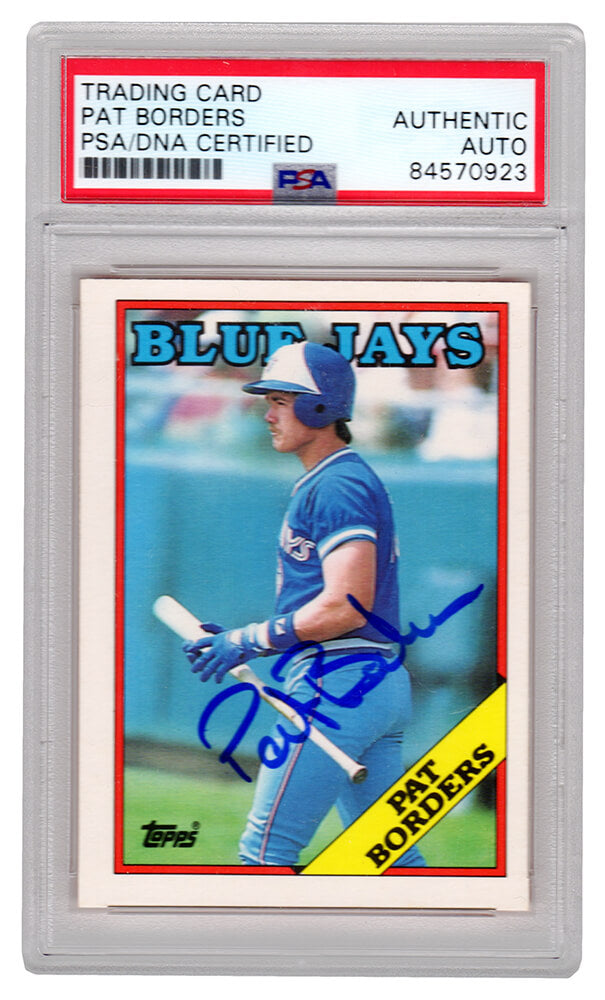 Pat Borders Signed Toronto Blue Jays 1988 Topps Traded Baseball Rookie Card #17T (PSA Encapsulated) - BORCAR103 - Pat Borders Signed Toronto Blue Jays 1988 Topps Traded Baseball Rookie Card #17T (PSA Encapsulated) product image