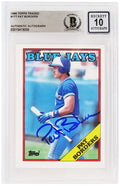 Pat Borders Signed Toronto Blue Jays 1988 Topps Traded Baseball Rookie Card #17T - (Beckett - Auto Grade 10) - BORCAR106 - Pat Borders Signed Toronto Blue Jays 1988 Topps Traded Baseball Rookie Card #17T - (Beckett - Auto Grade 10) product image