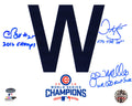 Chris Bosio, John Mallee & Dave Martinez Signed Cubs 2016 World Series Champions White W Flag 8x10 Photo w/3 Inscriptions - BOS08P113 - Chris Bosio, John Mallee & Dave Martinez Signed Cubs 2016 World Series Champions White W Flag 8x10 Photo w/3 Inscriptions product image