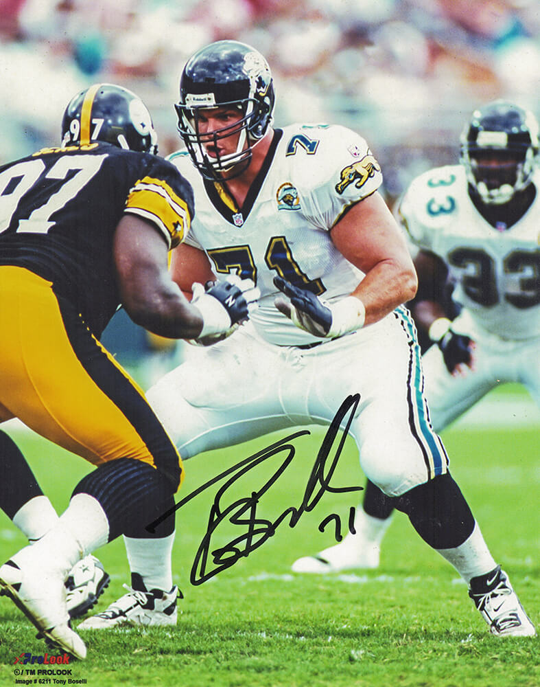 Tony Boselli Signed Jacksonville Jaguars Action 8x10 Photo - BOS08P310 - Tony Boselli Signed Jacksonville Jaguars Action 8x10 Photo product image