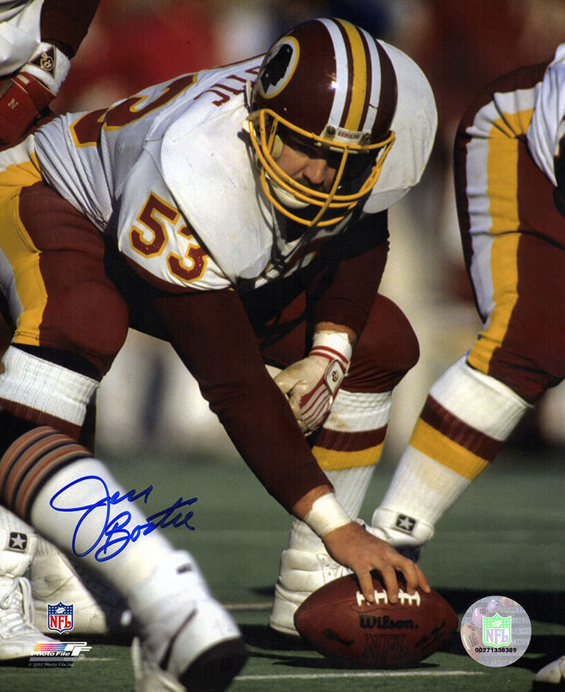 Jeff Bostic Signed Washington White Jersey Snapping Football 8x10 Photo - BOS08P306 - Jeff Bostic Signed Washington White Jersey Snapping Football 8x10 Photo product image