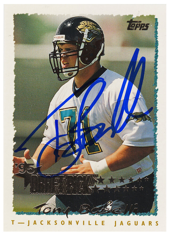 Tony Boselli Signed Jacksonville Jaguars 1995 Topps Football Rookie Card #222 - BOSCAR310 - Tony Boselli Signed Jacksonville Jaguars 1995 Topps Football Rookie Card #222 product image