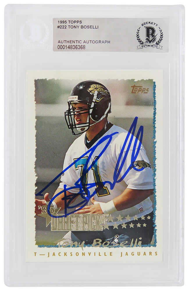 Tony Boselli Signed Jacksonville Jaguars 1995 Topps Football Rookie Card #222 - (Beckett Encapsulated) - BOSCAR314 - Tony Boselli Signed Jacksonville Jaguars 1995 Topps Football Rookie Card #222 - (Beckett Encapsulated) product image