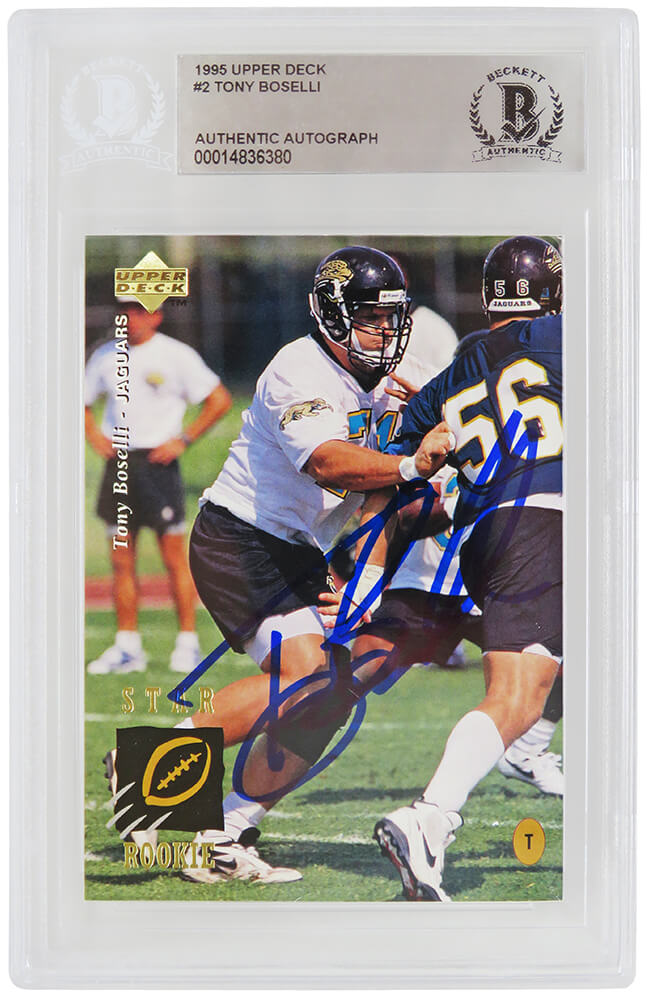 Tony Boselli Signed Jacksonville Jaguars 1995 Upper Deck Football Rookie Card #2 - (Beckett Encapsulated) - BOSCAR315 - Tony Boselli Signed Jacksonville Jaguars 1995 Upper Deck Football Rookie Card #2 - (Beckett Encapsulated) product image