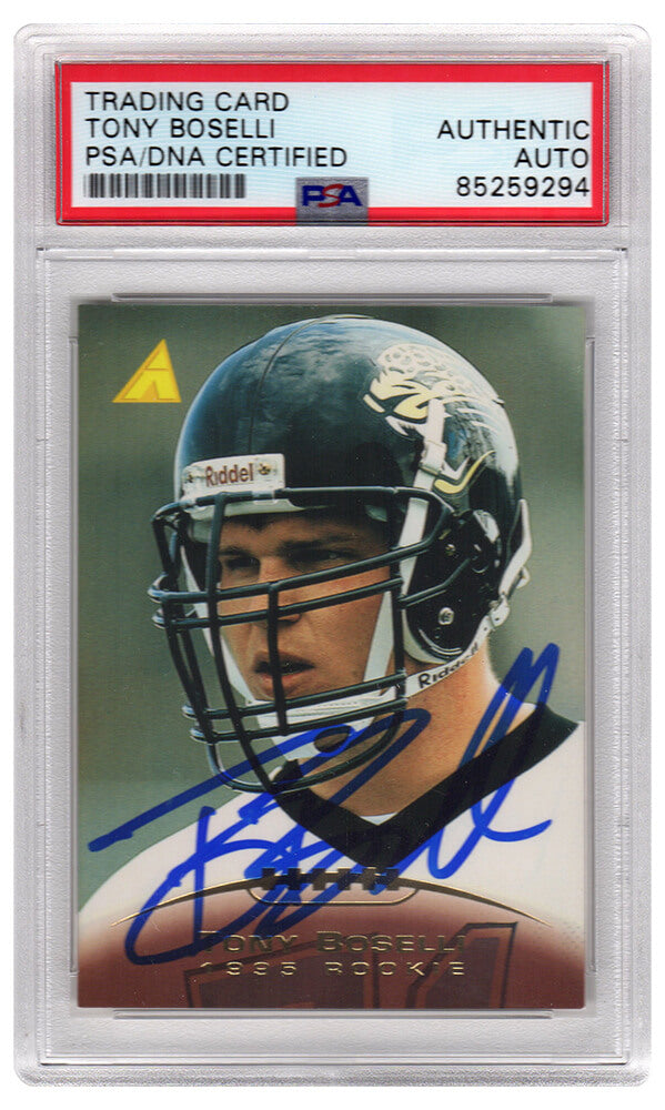 Tony Boselli Signed Jacksonville Jaguars 1995 Pinnacle Rookie Football Trading Card #233 - (PSA Encapsulated) - BOSCAR316 - Tony Boselli Signed Jacksonville Jaguars 1995 Pinnacle Rookie Football Trading Card #233 - (PSA Encapsulated) product image
