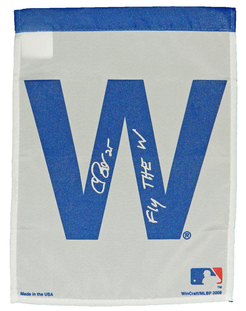 Chris Bosio Signed Chicago Cubs 11x15 White W Garden Flag w/Fly The W - BOSFLG102 - Chris Bosio Signed Chicago Cubs 11x15 White W Garden Flag w/Fly The W product image