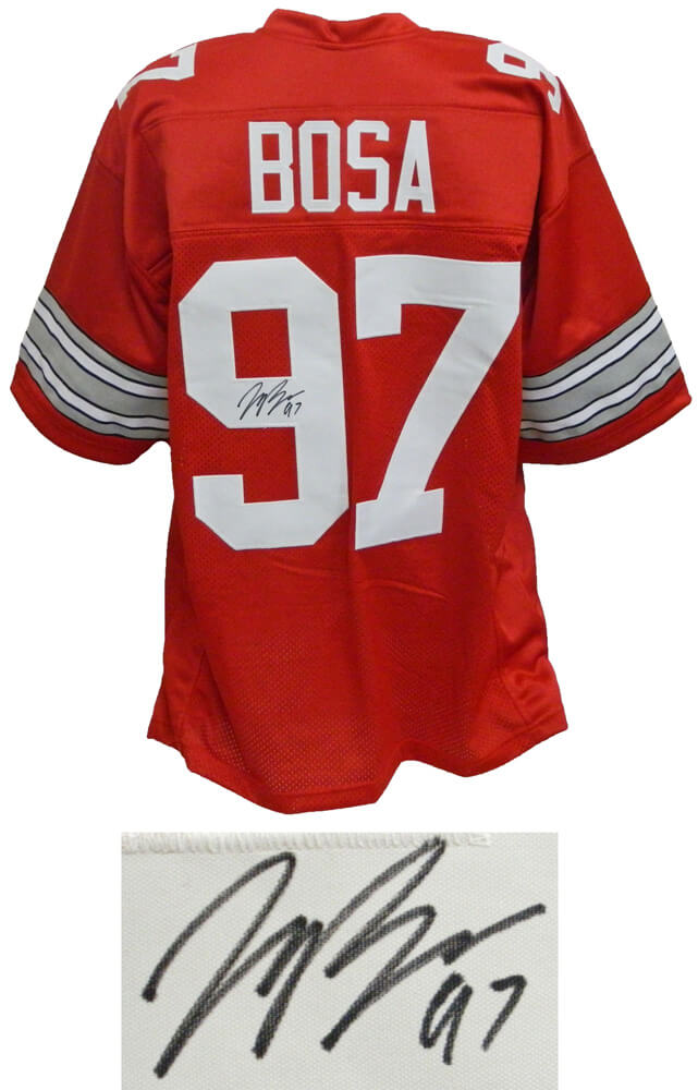 Joey Bosa Signed Red Custom College Football Jersey - BOSJRY300 - Joey Bosa Signed Red Custom College Football Jersey product image