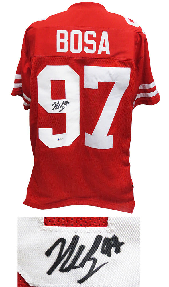 Nick Bosa Signed Red Custom College Football Jersey (JSA) - BOSJRY320 - Nick Bosa Signed Red Custom College Football Jersey (JSA) product image