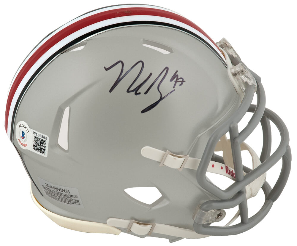 Nick Bosa Signed Ohio State Buckeyes Riddell Speed Mini Helmet (Beckett) - BOSMIN312 - Nick Bosa Signed Ohio State Buckeyes Riddell Speed Mini Helmet (Beckett) product image