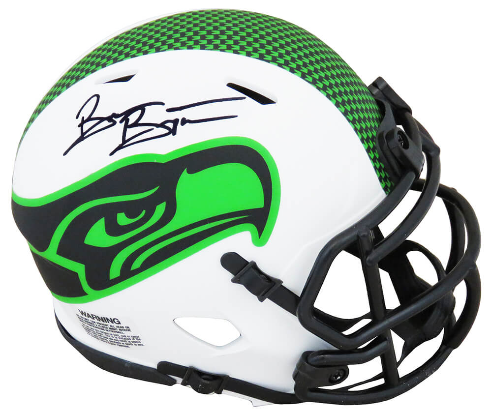 Brian Bosworth Signed Seattle Seahawks Lunar Eclipse White Matte Riddell Speed Mini Helmet - BOSMIN341 - Brian Bosworth Signed Seattle Seahawks Lunar Eclipse White Matte Riddell Speed Mini Helmet product image