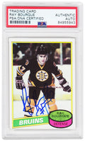 Ray Bourque Signed Boston Bruins 1980 Topps Rookie Hockey Card #140 - (PSA Encapsulated) - BOUCAR400 - Ray Bourque Signed Boston Bruins 1980 Topps Rookie Hockey Card #140 - (PSA Encapsulated) product image