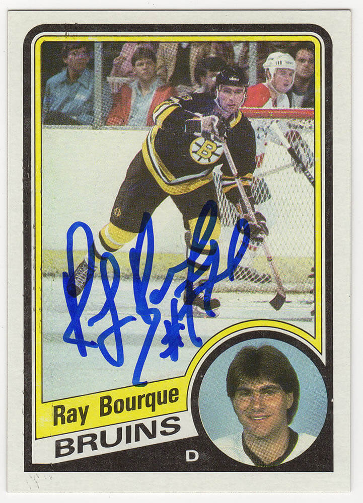 Ray Bourque Signed Boston Bruins 1984 Topps Hockey Trading Card #1 - BOUCAR401 - Ray Bourque Signed Boston Bruins 1984 Topps Hockey Trading Card #1 product image
