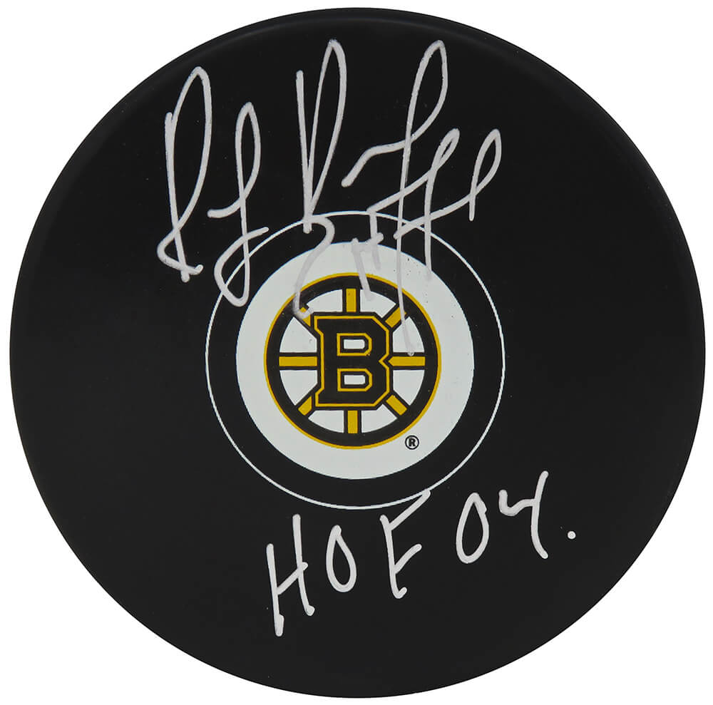 Ray Bourque Signed Boston Bruins Logo Hockey Puck w/HOF'04 - BOUPUC405 - Ray Bourque Signed Boston Bruins Logo Hockey Puck w/HOF'04 product image