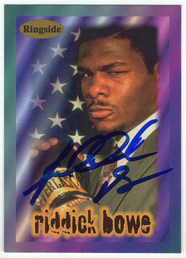 Riddick Bowe Signed 1996 Ringside Boxing Trading Card #2 - BOWCAR502 - Riddick Bowe Signed 1996 Ringside Boxing Trading Card #2 product image