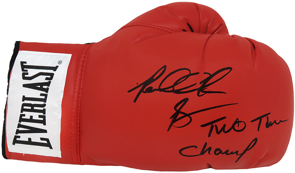 Riddick Bowe Signed Everlast Red Boxing Glove w/Two Time Champ - BOWGLV508 - Riddick Bowe Signed Everlast Red Boxing Glove w/Two Time Champ product image