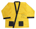 Riddick Bowe Signed Yellow Boxing Robe w/Big Daddy - BOWROB500 - Riddick Bowe Signed Yellow Boxing Robe w/Big Daddy product image
