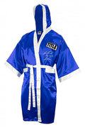 Riddick Bowe Signed Title Blue & White Boxing Robe w/Big Daddy - BOWROB503 - Riddick Bowe Signed Title Blue & White Boxing Robe w/Big Daddy product image