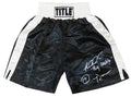 Riddick Bowe Signed Title Black Boxing Trunks w/Big Daddy - BOWTRU502 - Riddick Bowe Signed Title Black Boxing Trunks w/Big Daddy product image