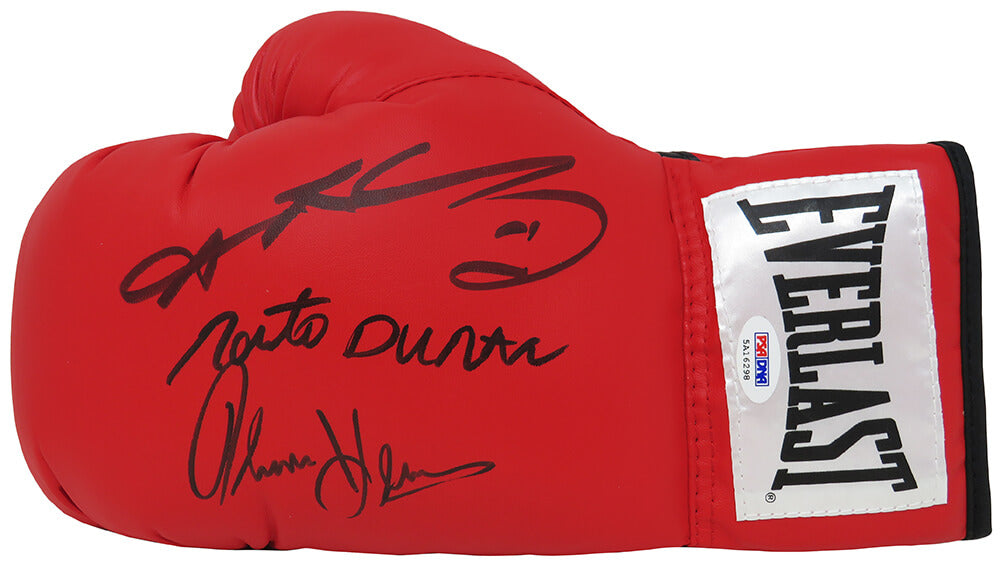 Sugar Ray Leonard, Roberto Duran and Thomas Hearns Signed Everlast Red Boxing Glove (PSA) - BOXGLV500 - Sugar Ray Leonard, Roberto Duran and Thomas Hearns Signed Everlast Red Boxing Glove (PSA) product image
