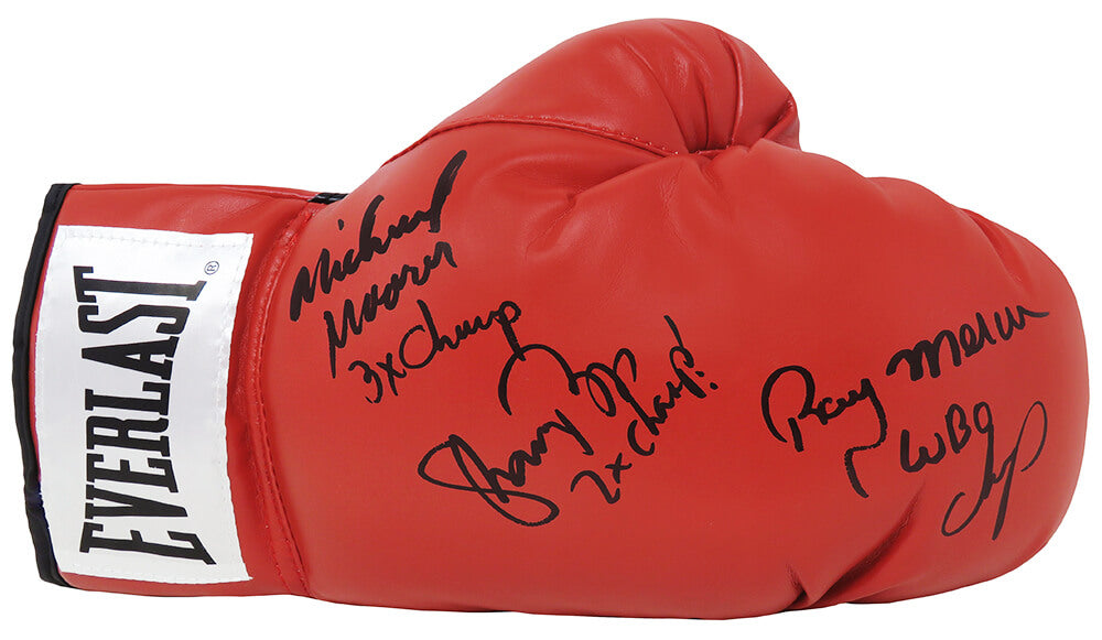Michael Moorer, Ray Mercer & Shannon Briggs Signed Everlast Red Boxing Glove w/Champs Insc. - BOXGLV507 - Michael Moorer, Ray Mercer & Shannon Briggs Signed Everlast Red Boxing Glove w/Champs Insc. product image