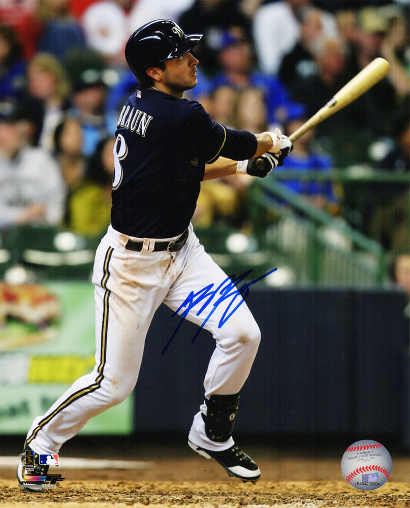 Ryan Braun Signed Milwaukee Brewers Swinging Action 8x10 Photo - BRA08P100 - Ryan Braun Signed Milwaukee Brewers Swinging Action 8x10 Photo product image