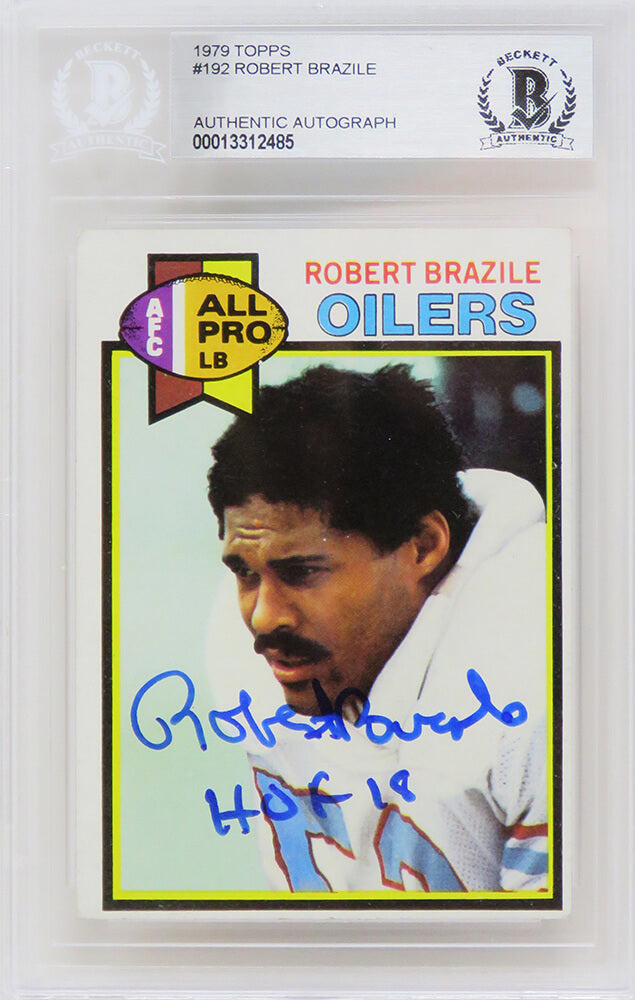 Robert Brazile Signed Houston Oilers 1979 Topps Football Card #192 w/HOF'18 - (Beckett Encapsulated) - BRACAR303 - Robert Brazile Signed Houston Oilers 1979 Topps Football Card #192 w/HOF'18 - (Beckett Encapsulated) product image